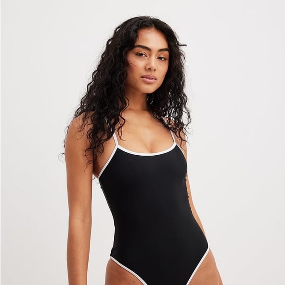 NA-KD Black and White Women's One-Piece Swimsuit